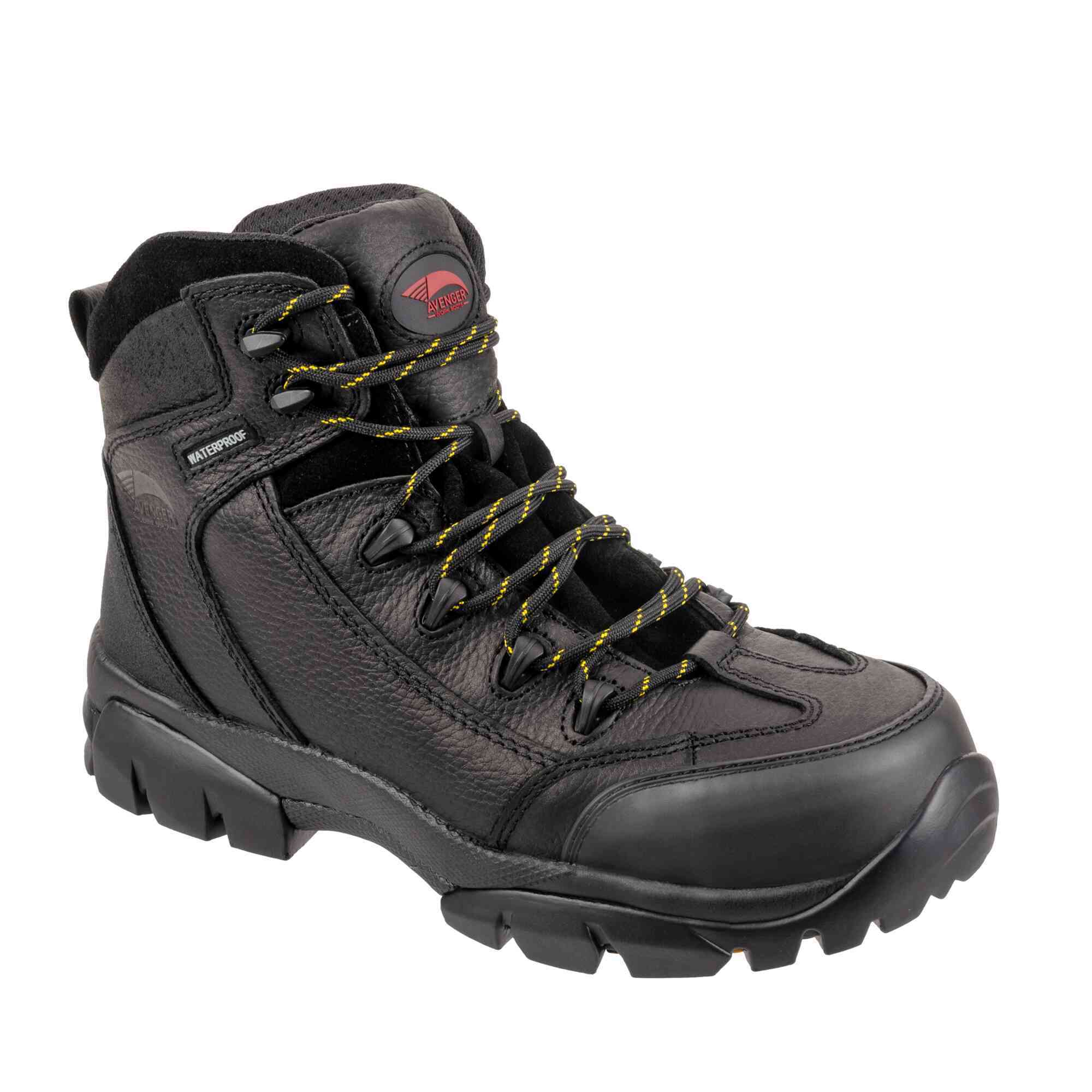 Avenger Men's Hiker Work Boots — Composite Toe, Black, Size 15 Wide, Slip-Resistant, Model# A7245-15W